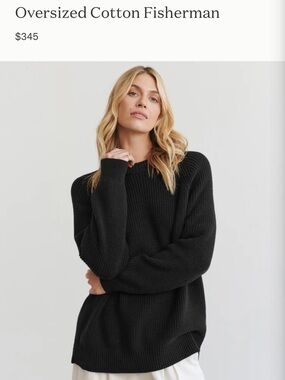Jenni Kayne Black Oversized Cotton Crew Fisherman Sweater